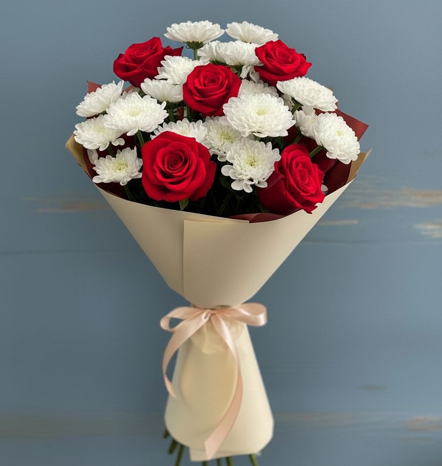 Букет цветов из: Розы и Хризантемы в Красносельском