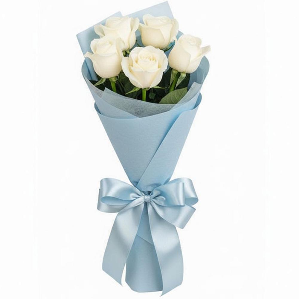 Букет 5 Белых роз Проуд в Красносельском