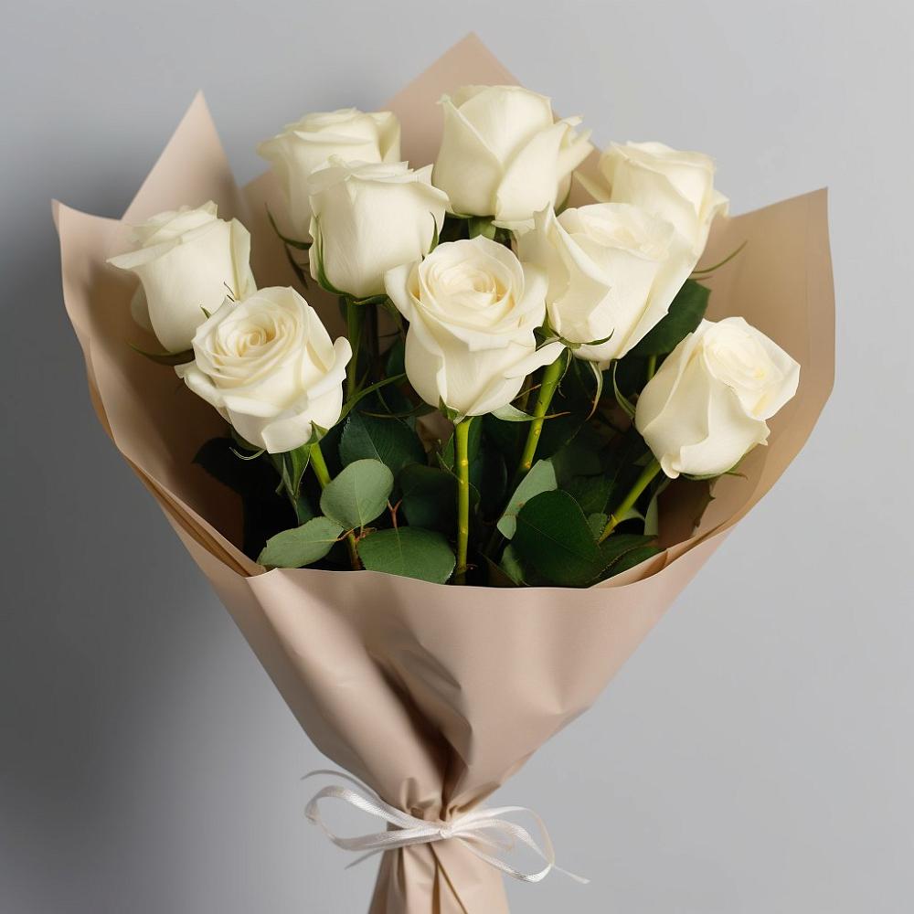 Букет 9 Белых роз Эдлесс Лав в Красносельском
