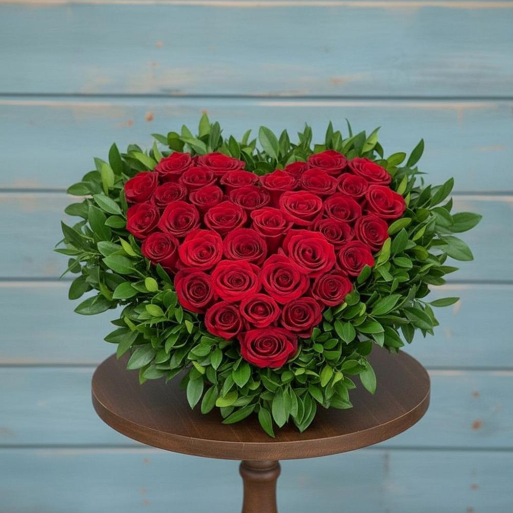 Цветочная композиция из Розы в виде сердца в Красносельском