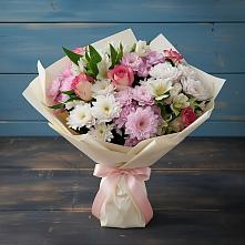 Букет цветов из:  Хризантемы, Альстромерии и Розы в Красносельском
