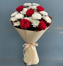 Букет цветов из:  Розы и Хризантемы в Красносельском