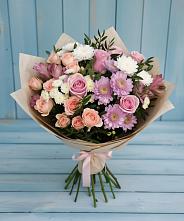 Букет цветов из:  Хризантемы, Розы и Альстромерии в Красносельском